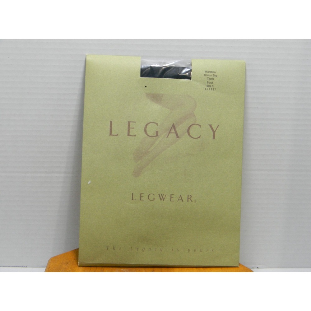 Vintage Legacy Legwear Microfiber Control Top Tights Black Size C Made USA